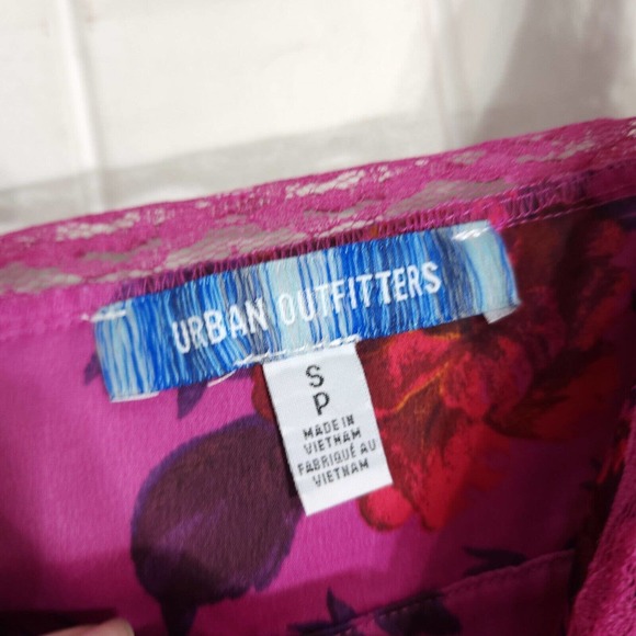 Urban Outfitters Slip Dress Audrey Purple Floral Lace Midi Satin Coquette Size S - Picture 7 of 12